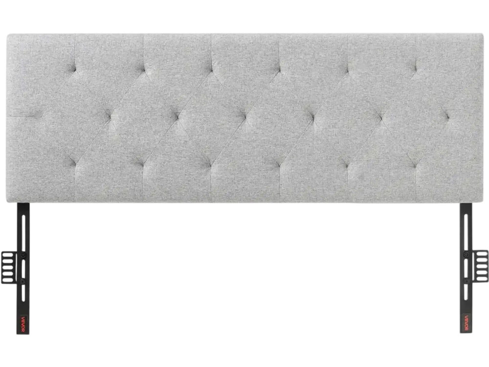 VEVOR Headboard, Full Size Headboard with Adjustable Height, Comfortable Diamond Tufted for Full Size Bed, W 56.3 x H（35.6-47.4）inches, Ideal for Bedroom, Hotel, Homestay, Dormitory, Light Grey