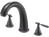 VEVOR Roman Tub Faucet, 3 Hole Waterfall Bathtub Faucet, Gooseneck Bath Tubs Faucets Set with 2 Handles, Roman Tub Faucets Deck Mount for Pet Washing, Adult Bathing, Bronze, Temperature Control