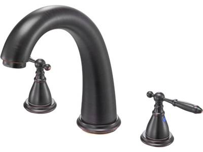 VEVOR Roman Tub Faucet, 3 Hole Waterfall Bathtub Faucet, Gooseneck Bath Tubs Faucets Set with 2 Handles, Roman Tub Faucets Deck Mount for Pet Washing, Adult Bathing, Bronze, Temperature Control