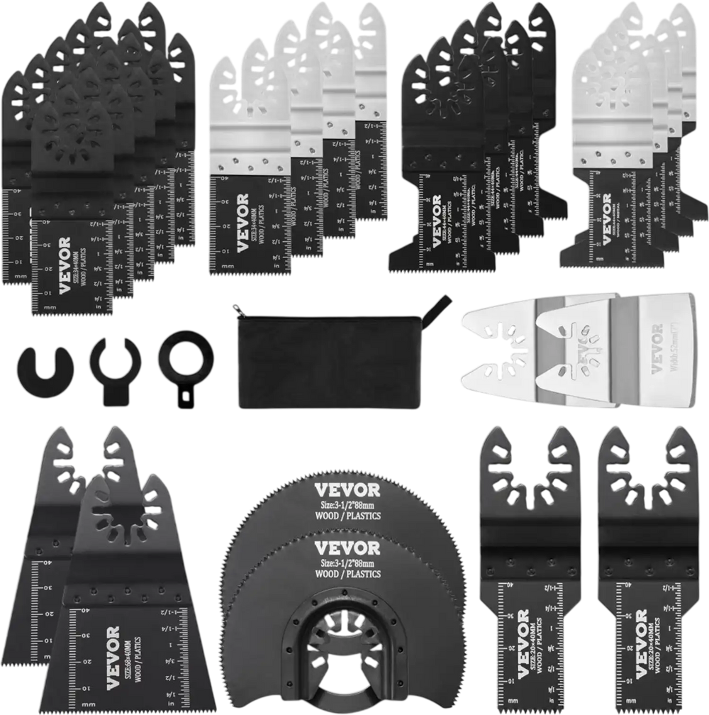 VEVOR 30PCS Multi Tool Blades Kits, Universal Quick Release Oscillating Saw Blades, 8 Types Wood Metal Plastic Oscillating Tool Blades, Fit Dewalt Bosch Milwaukee Hitachi Chicago Craftsman