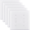 VEVOR Toggle Light Switch Wall Plates, 2-Gang Switch Electrical Outlet Covers, Standard Size 4.61in L x 4.53in H Unbreakable Polycarbonate Thermoplastic Faceplate for Receptacle Outlet&Switch(5 Pack, White)