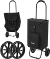 VEVOR Shopping Cart with Wheels Foldable Trolley Dolly for Groceries Black, 2-in-1 Rolling Utility Cart with Detachable Bag, Soft Foam Handle, Storage Compartments, Compact for Market Laundry Camping