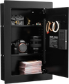 VEVOR Wall Safe, 3-Tier Hidden Wall Safe with Fingerprint, Password, Key & Turning Knob, Q235 Cold-Rolled Steel In-Wall Box with Adjustable Shelves & Key Holders for Money, Jewelry, Passport, Document