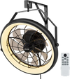 VEVOR Wall Mounted Fan with Lights, 22 inch Wall Mount Fan with Remote, 6 Speeds Plug in Wall Fan, Reversible, Dimmable 3-color Lighting, Timer, 360°Adjustable Tilt for Workshop, Patio, Home