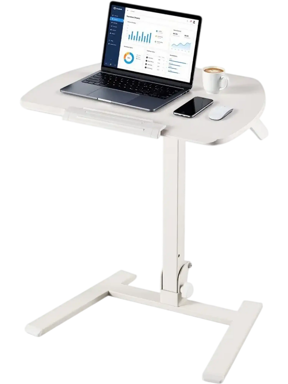 VEVOR Standing Desk, Adjustable Height Mobile Stand Up Desk with Tilting Desktop, 25.6 x 19 in Small Computer Sit Stand Workstation, 33 lbs Capacity, Pneumatic Lift for Home Office, Fully Assembled