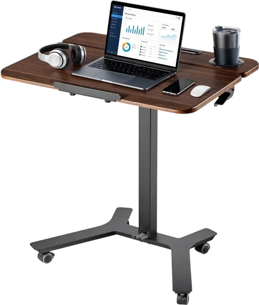 VEVOR Standing Desk, Adjustable Height Mobile Stand Up Desk with Tilting Desktop, 28.2 x 20.7 in Small Computer Sit Stand Workstation, 33 lbs Capacity, Foot Pedal Pneumatic Lift for Home, Office