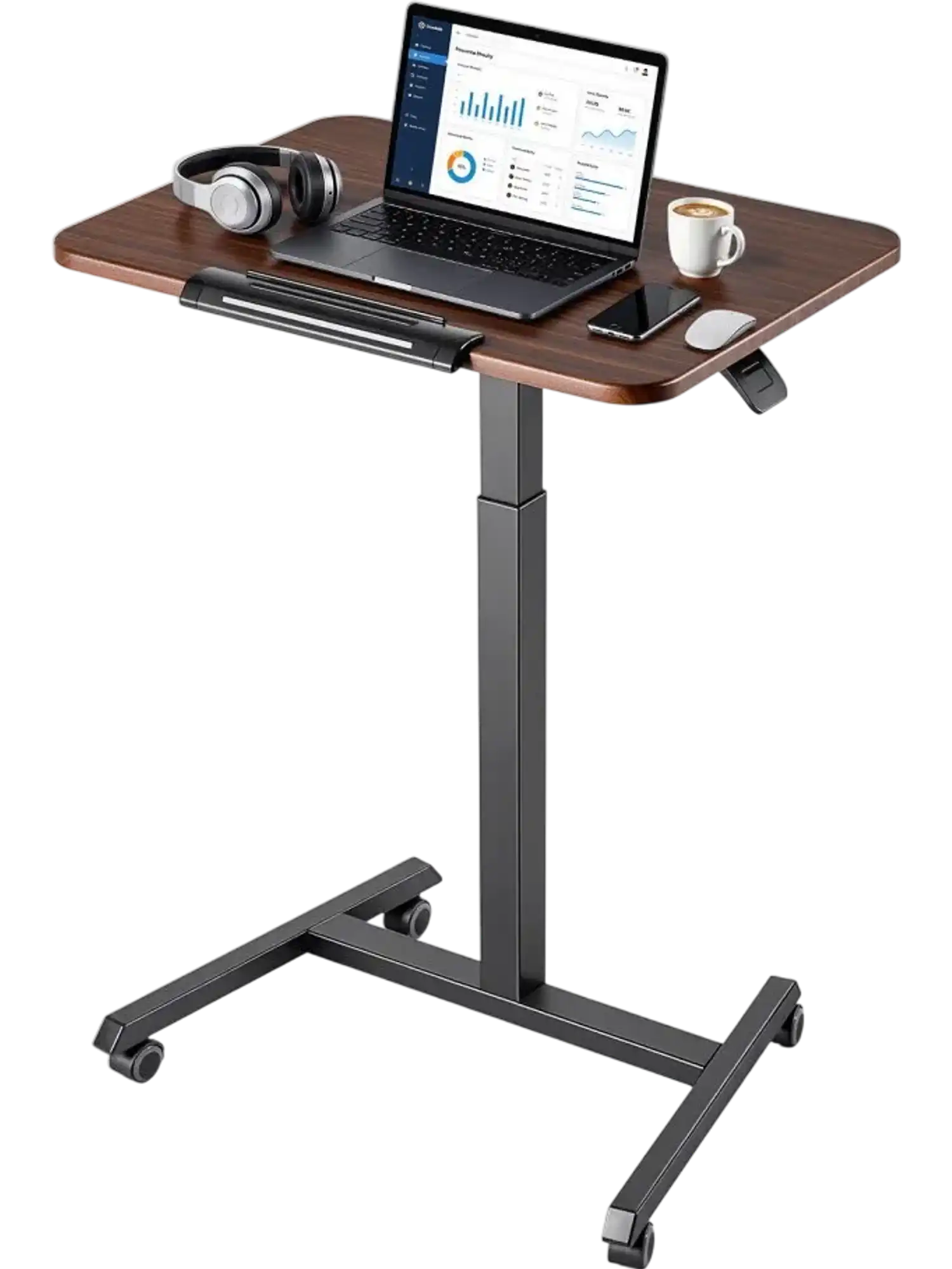 Vevor Standing Desk Adjustable Height Mobile Sit-Stand Rolling Workstation 25.6