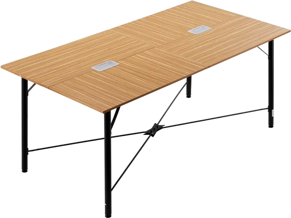 VEVOR Conference Table, 6 ft Office Meeting Table for 6-8 Person, Modern Rectangle Seminar Desk with Metal Legs, Meeting Desk Ideal for Office, Boardroom, Conference Room, Easy Assembly, Brown