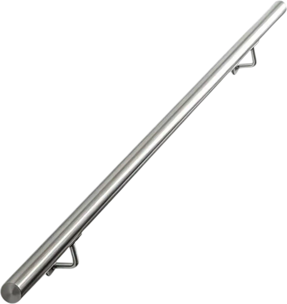 VEVOR Wall-Mounted Stair Handrail, 3.9 ft 250 lbs Load Metal Railing Silver, for Indoor Steps, Loft, Porch & Hallways, Heavy-Duty Industrial Stainless Steel Hand Rail, Round Tube, Mounting Hardware