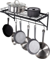 VEVOR Pot Rack Wall Mounted, 24 inch Pot and Pan Hanging Rack, Pot and Pan Hanger with 12 S Hooks, 55 lbs Loading Weight, Ideal for Pans, Utensils, Cookware in Kitchen