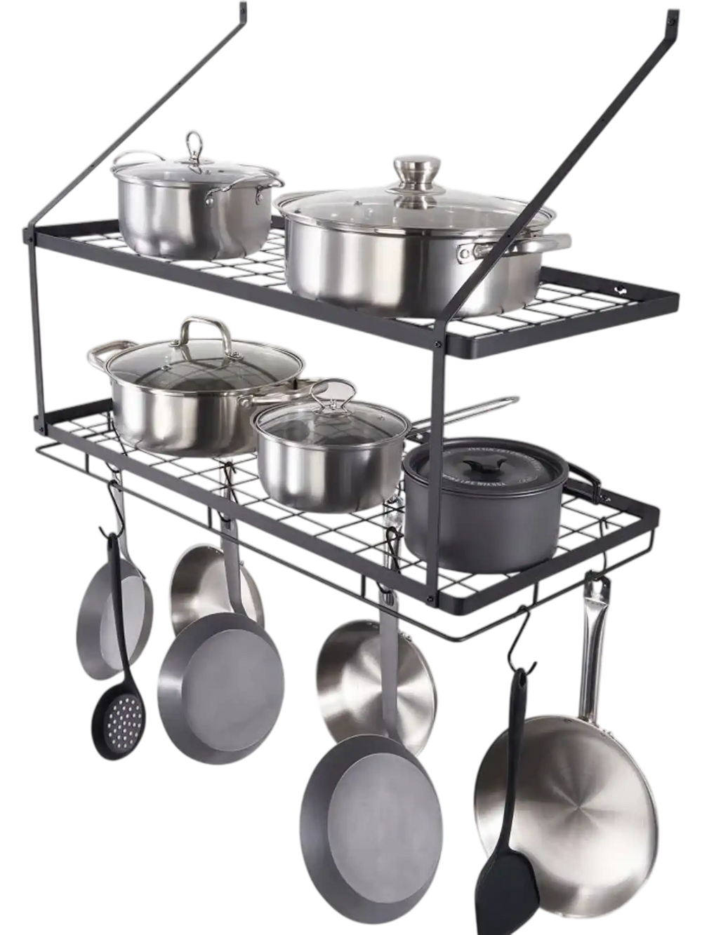 VEVOR Pot Rack Wall Mounted, 30 inch Pot and Pan Hanging Rack, Pot and Pan Hanger with 12 S Hooks, 55 lbs Loading Weight, Ideal for Pans, Utensils, Cookware in Kitchen