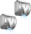 VEVOR Hand Dryer, 2 Pack 1800W Bathroom Air Hand Dryer, Automatic High Speed with HEPA Filter, Fast Drying, Brushed Stainless Steel, AC110-120V Commercial Wall Mounted for Restroom, Hotel, Office,Home