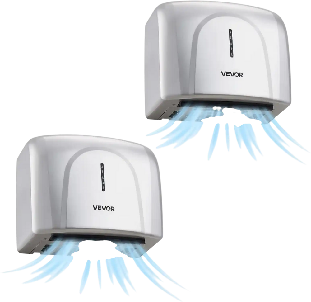 VEVOR Hand Dryer, 2 Pack 1300W Bathroom Air Hand Dryer, Automatic High Speed with HEPA Filter, Fast Drying, ABS Construction, AC110-120V Commercial Wall Mounted for Home Bathroom, Guest Room,Homestay