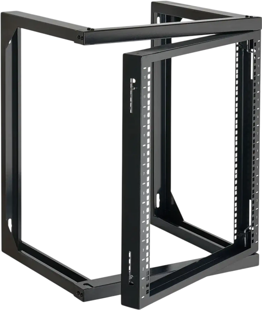 VEVOR 12U Wall Mount Server Rack, 150 lbs Max Load Capacity, Open Frame Network Rack with 180 Degrees Gate Swing, Carbon Steel, for 19-Inch IT Network Equipment & AV Devices Computer Server, Black