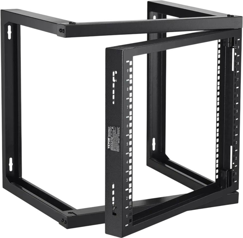 VEVOR 9U Wall Mount Rack, 150 lbs/68.04 kg Max Load Capacity, Open Frame Server Network Rack with Cage Nuts Screws, Carbon Steel 20.9 x 17.7 x 20.5" for 19"/482.6 mm AV & Server IT Equipment, Black