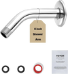 VEVOR Shower Arm with Flange, 6 Inches, Wall Mounted Stainless Steel Shower Head Arm Extender, Chrome Finish, PTFE Tape, G1/2 Universal Thread Connector Compatible, for Fixed & Handheld Showerhead