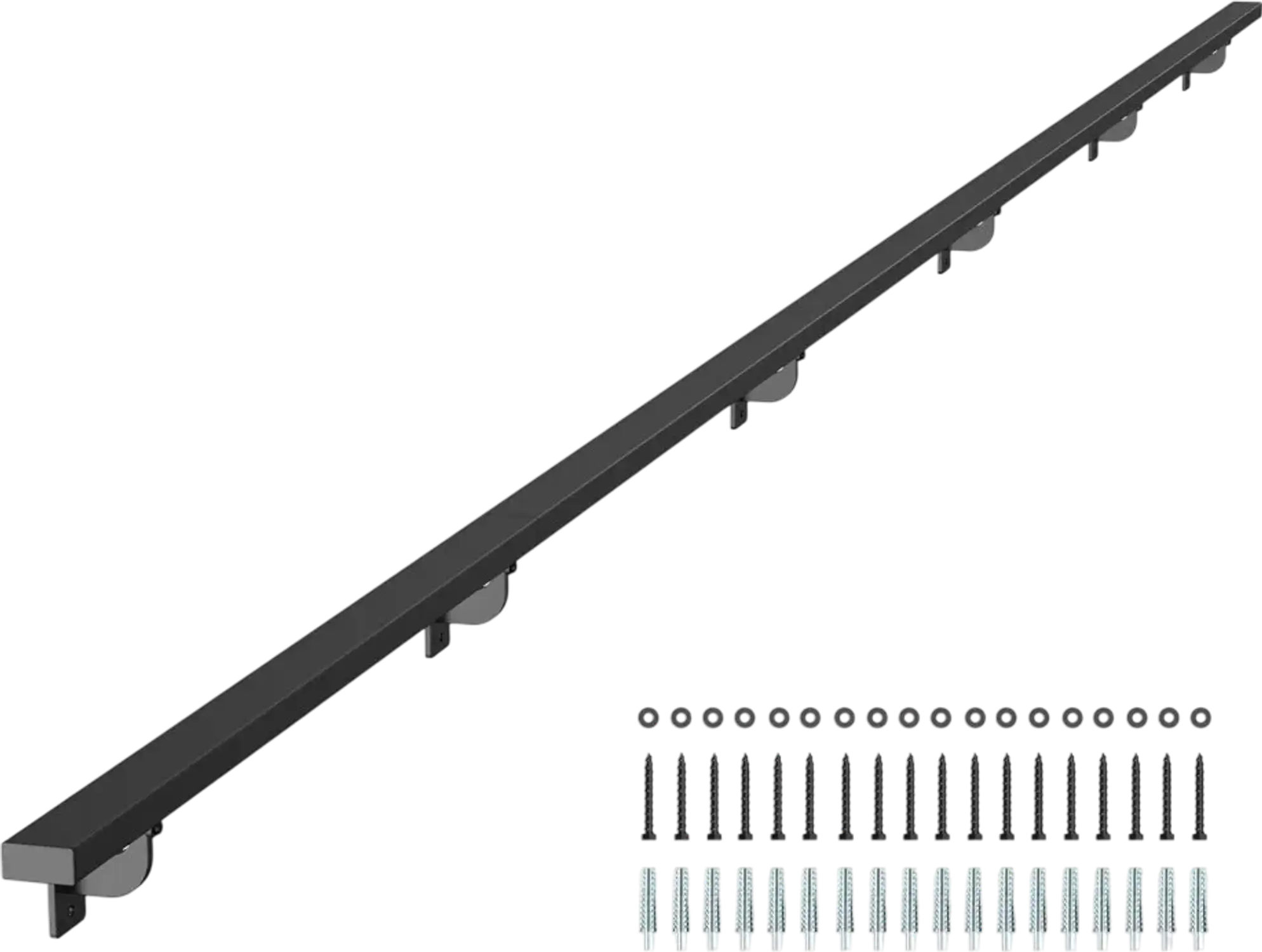 Vevor Handrail Wall Mounted Stair Handrail 15' Black Aluminum 250 lbs Load Capacity New