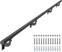 VEVOR Wall Mounted Stair Handrail, 10ft Pipe Staircase Handrail, Black Galvanized Aluminum, 1.26 inch Pipe Diameter, Indoor&Outdoor Staircase Railing,Industrial Hand Rail for Steps,Security Baluster