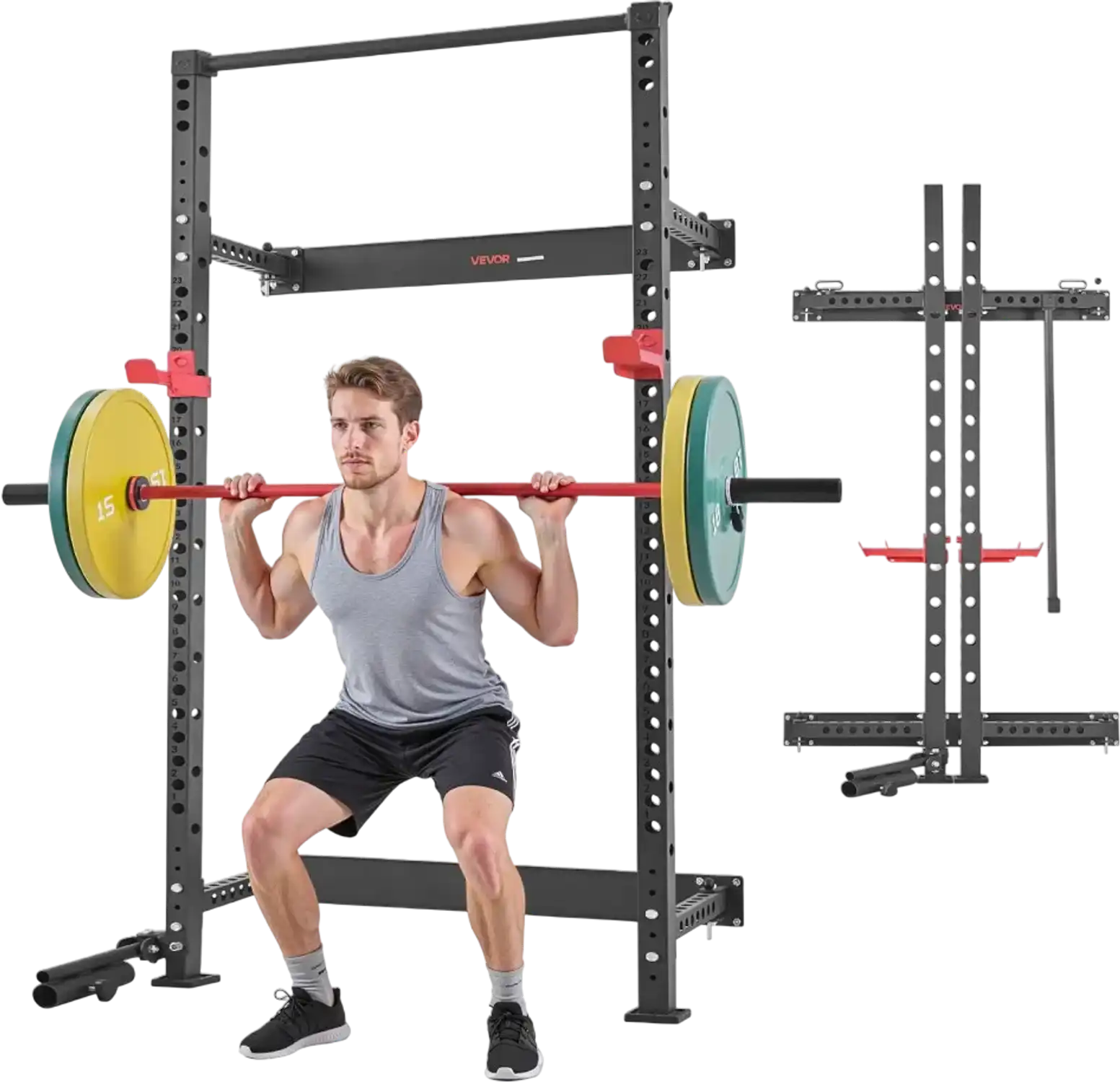 Vevor Power Rack Folding Wall-Mounted Home Gym Strength Training Equipment New