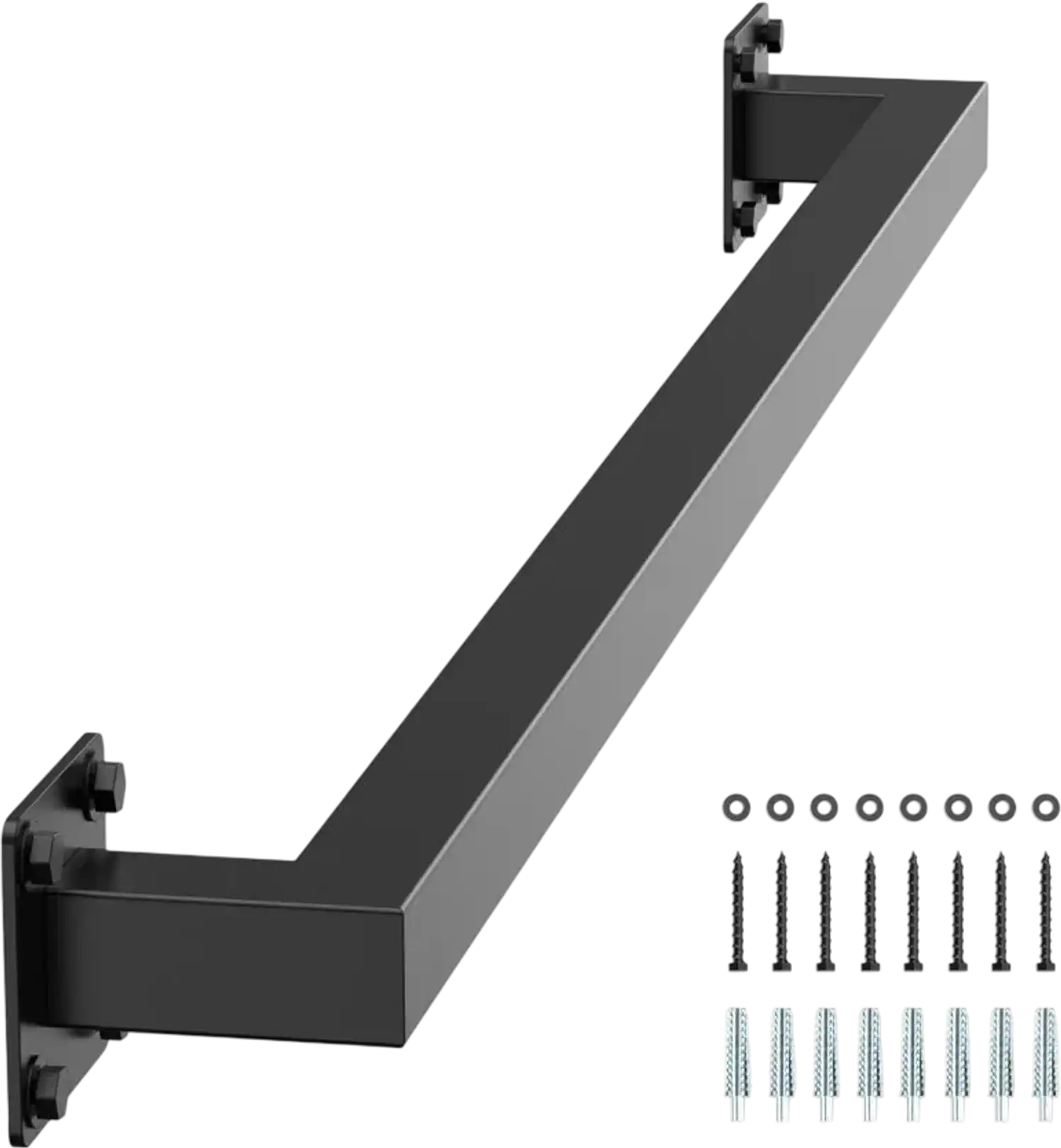 Vevor Stair Handrail 3' Wall Mounted Black Iron Square Tube New