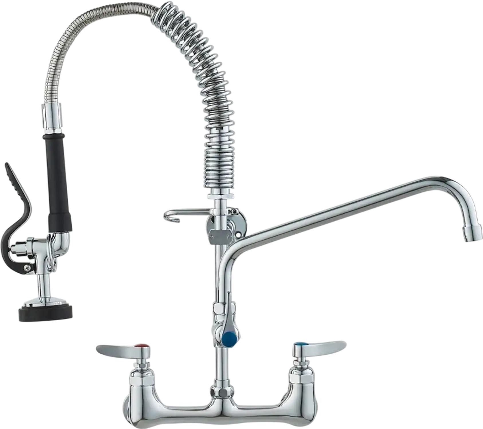 Vevor Commercial Faucet Wall-Mounted Brass Kitchen Faucet with Pre-Rinse Sprayer 21