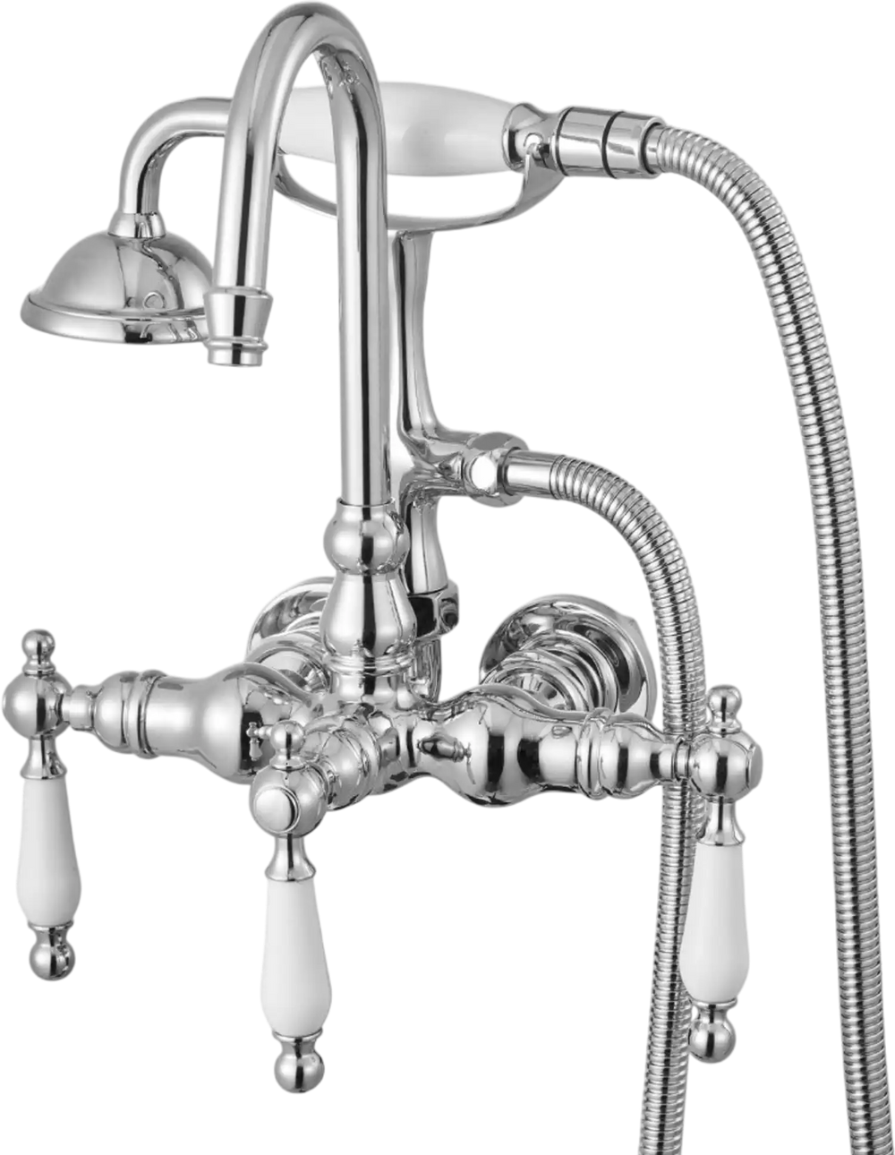 VEVOR Clawfoot Tub Faucet, Wall-Mounted Bathtub Faucets with Handheld Shower, Polished Chrome Clawfoot Tub Filler Faucet Shower Kit with 59" Long Hose & Gooseneck Spout, Modern & Vintage for Bathtubs