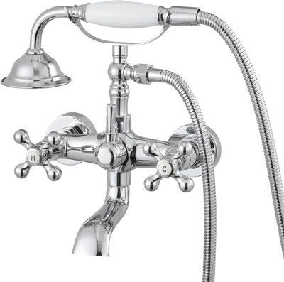 Vevor Tub Faucet Clawfoot Wall Mount Bathtub Faucet with Handheld Shower Polished Chrome New