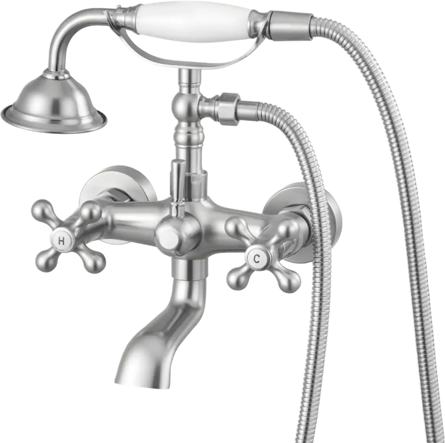 Vevor Clawfoot Tub Faucet Wall Mount Bathtub Faucet with Handheld Shower Brushed Nickel New