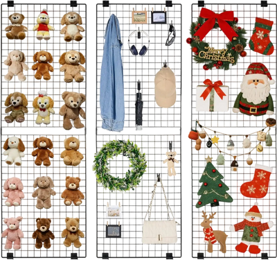 Vevor Grid Wall Panels 3-Pack 2' x 6' Wall-Mounted Wire Display Rack B ...