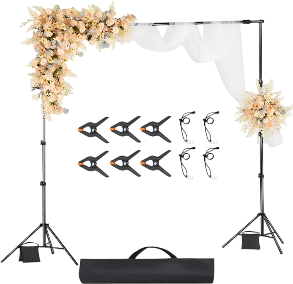 VEVOR Backdrop Stand, 8.5 x 10 ft Adjustable Photo Backdrop Stand Kit, Portable Background Backdrop Stand with 2 Tripods, Heavy Duty Projector Screen Stand, for Wedding, Photo Video Studio & Party