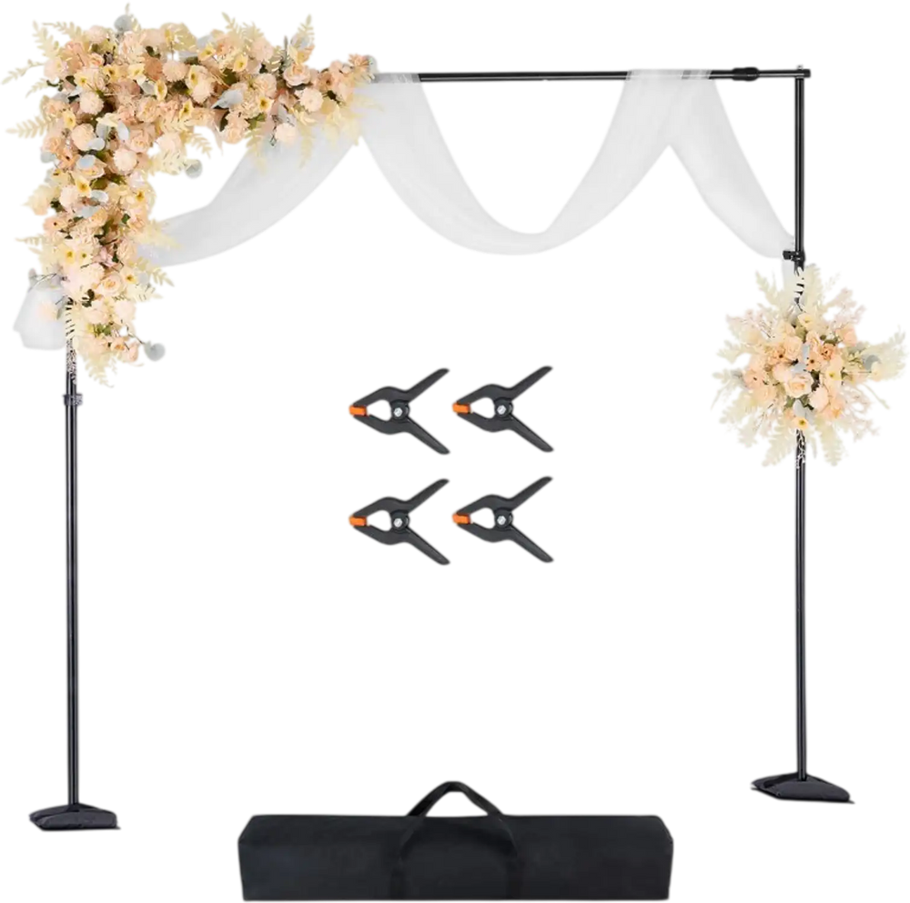 VEVOR Backdrop Stand, 8.5 x 10 ft Adjustable Photo Backdrop Stand Kit, Portable Background Backdrop Stand with 7 Crossbars, Heavy Duty Projector Screen Stand, for Wedding, Photo Video Studio & Party