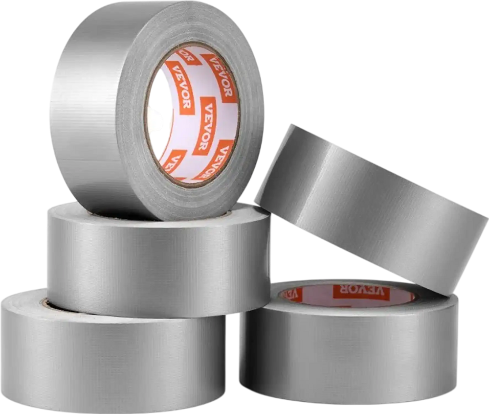 VEVOR 5-Pack Duct Tape, 2 in x 30 Yards, No Residue Strong Adhesive Waterproof Temperature-Resistant Heavy Duty Duct Tape, Tear by Hand, for Indoor Outdoor Repair, Industrial, All Weather, Sliver