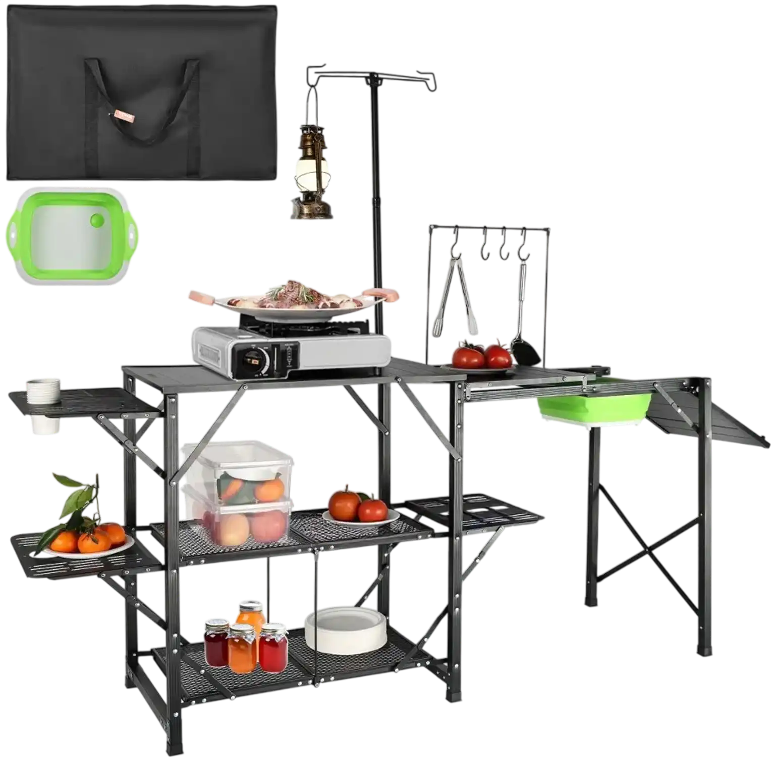 Vevor Camping Kitchen Table Folding Portable Cook Station with Detachable Sink New