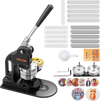 VEVOR Button Maker Machine, 3 in, Pin Maker Machine with 500pcs Button Parts, Circle Cutter, Hex Wrenches and Magic Book, Ergonomic Handle, for DIY Badges, Personalized Pins and Key Chains, Black