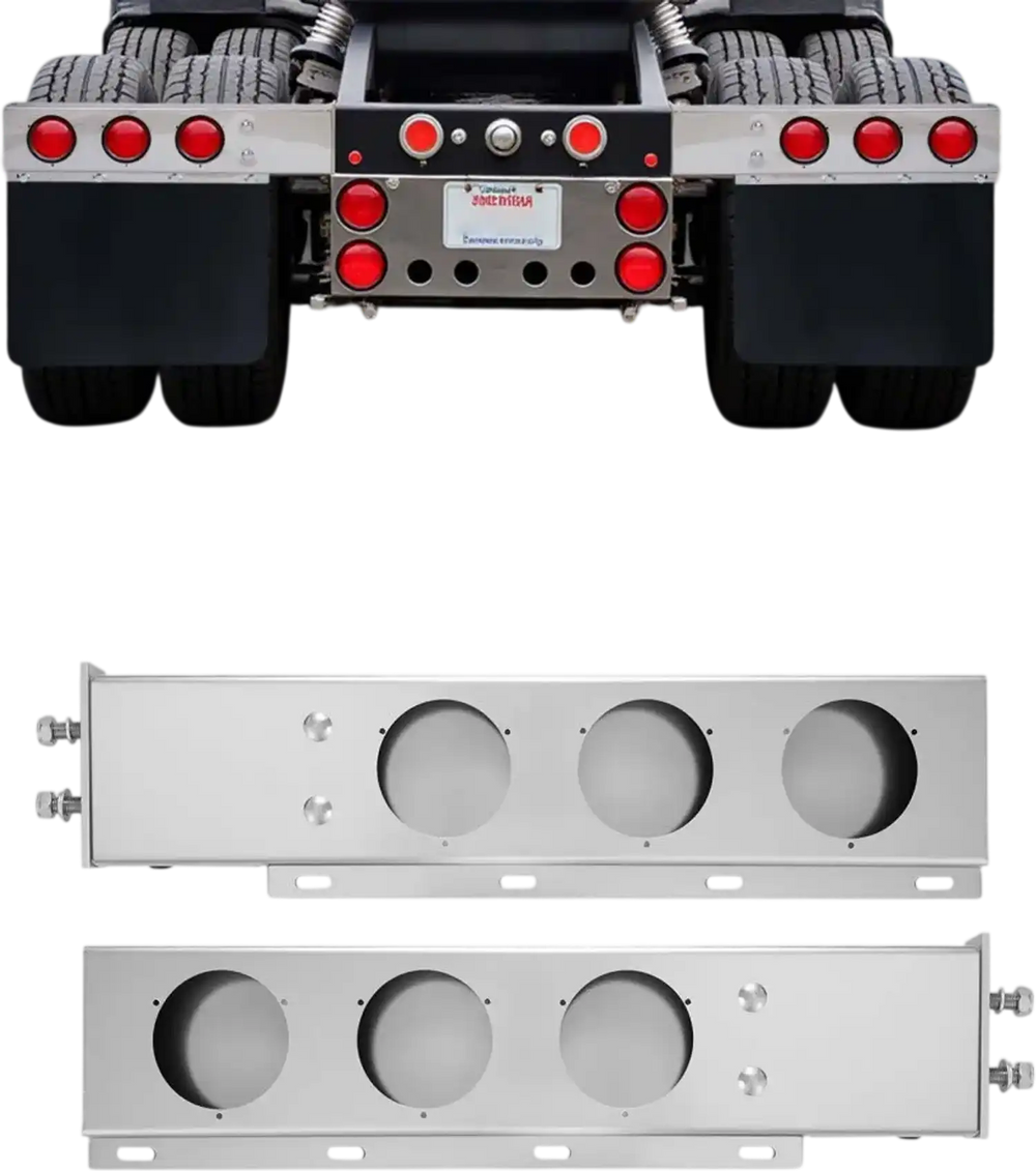 VEVOR Stainless Steel Mud Flap Hangers with Light Cutouts, 2-1/2" Bolt Spacing, Spring Loaded Mudflap Hangers for Semi Trucks, 1 Pair Heavy Duty Semi Truck Mud Flap Hanger Set, Silver