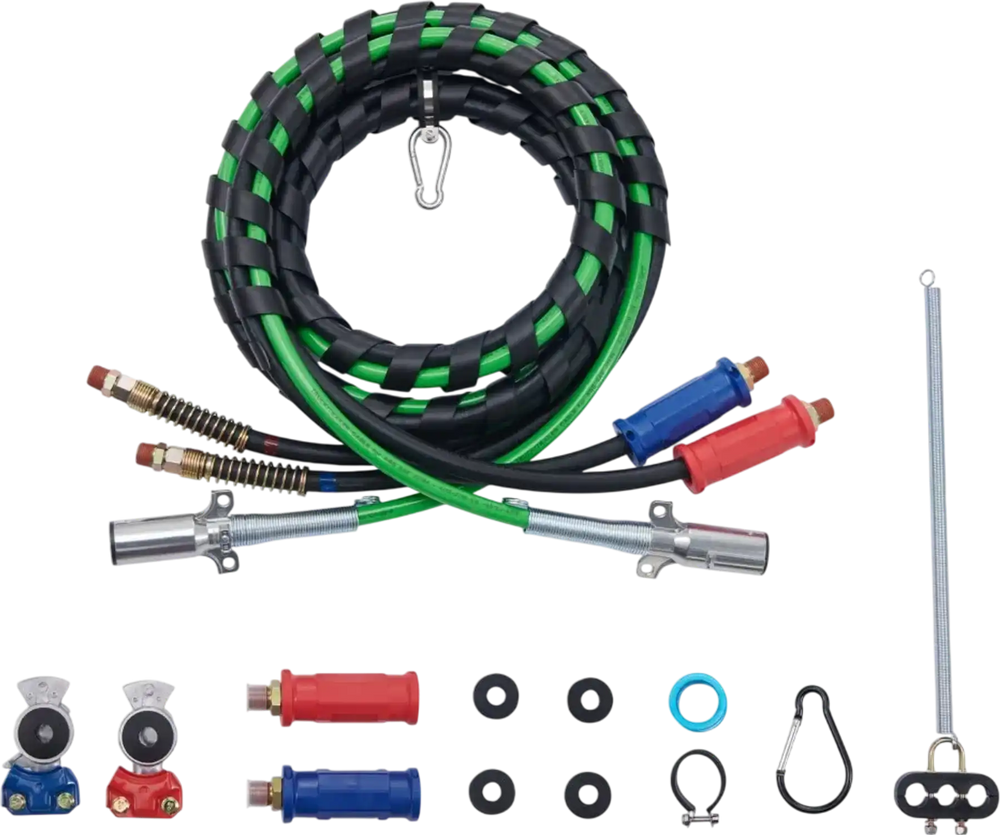 VEVOR 12FT Semi Truck Air Lines Kit with 2PCS Glad Hands, 3-in-1 Air Hoses & 7 Way ABS Electric Power Line, with 2PCS Gladhand Handles, 4PCS Seals and Tender Spring Kit for Semi Truck Trailer Tractor