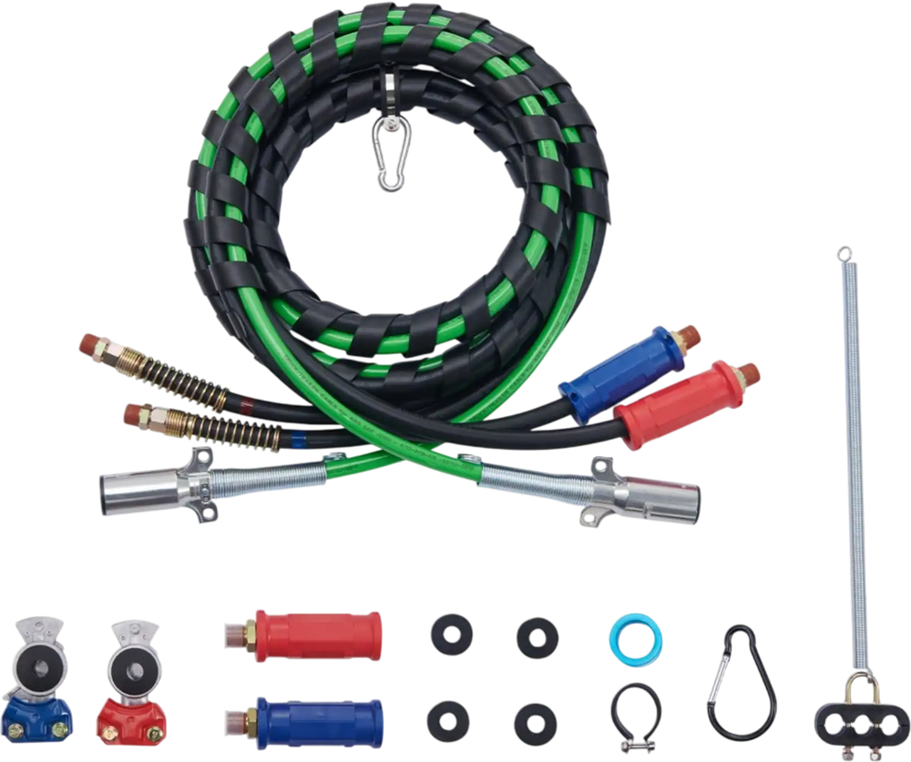 VEVOR 15FT Semi Truck Air Lines Kit with 2PCS Glad Hands, 3-in-1 Air Hoses & 7 Way ABS Electric Power Line, with 2PCS Gladhand Handles, 4PCS Seals and Tender Spring Kit for Semi Truck Trailer Tractor