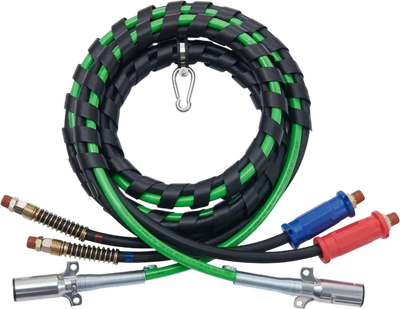 VEVOR 12FT Semi Truck Air Lines Kit, 3-in-1 Air Hoses & ABS Power Line for Semi Truck Trailer Tractor, 7-Way Plug Electrical Cord Cable and Rubber Air Lines Hose Assembly Kit with Hook & Teflon Tape