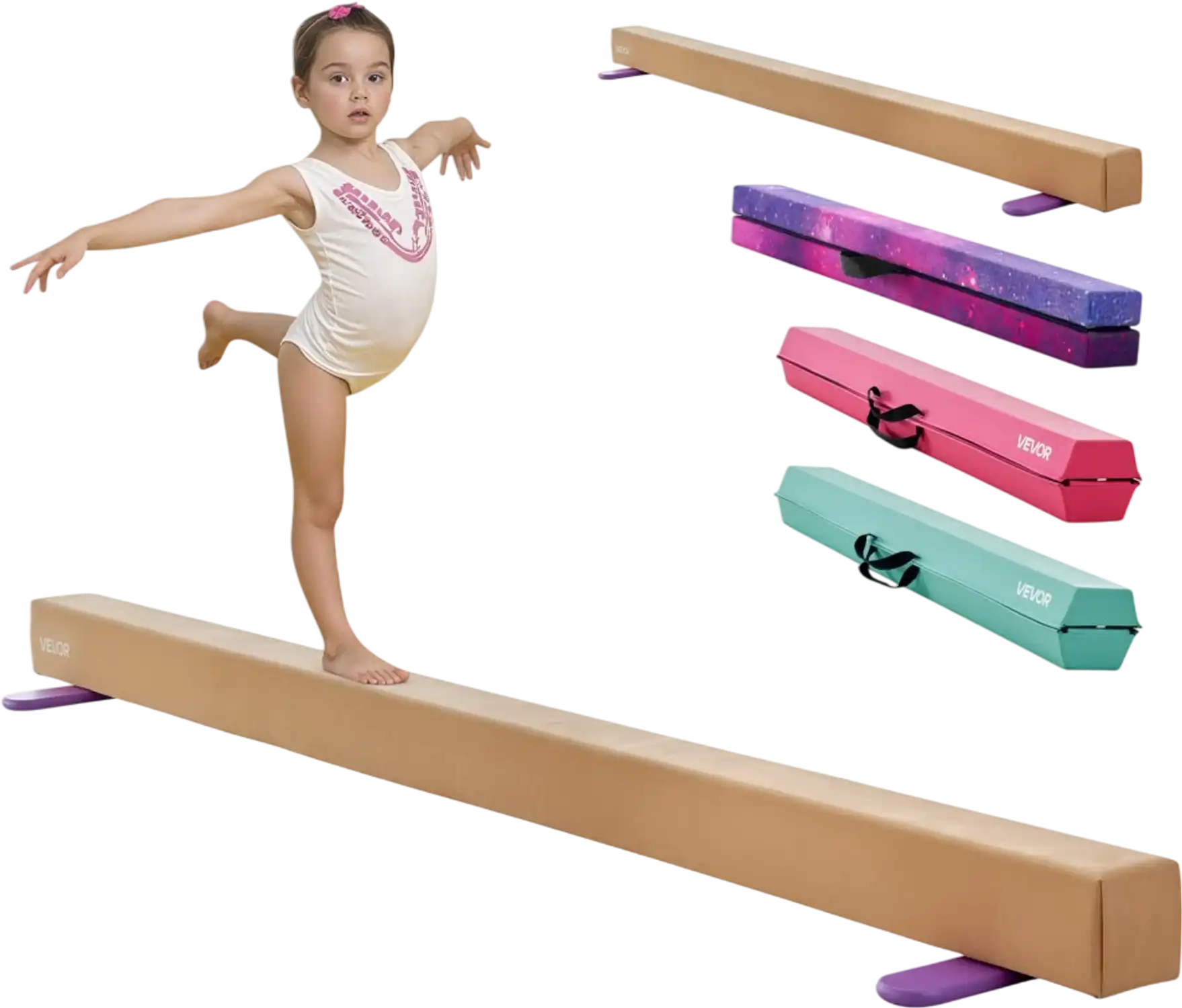 Vevor Balance Beam 8' Gymnastics Floor Beam for Kids Yellow New