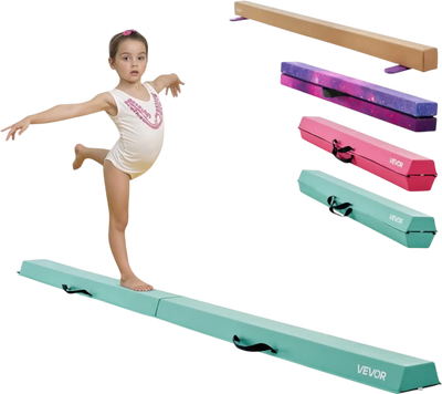 Vevor Balance Beam 8' Folding Gymnastics Floor Beam for Kids Mint Green New