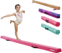 VEVOR 8FT Folding Balance Beam for Kids, 200LBS Stable Support Gymnastics Floor Beam with Non-Slip Mats, Gymnastics Training Equipment with Anti-Slip Bottom and Carrying Bag for Home Gym, Pink
