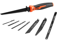 VEVOR Jab Saw, 6 in Keyhole Saw with Soft Grip Handle, 8-In-1 Multi-Blades Drywall Jab Saw, Sharp Jab Saw with Triple Ground Teeth, for Cutting Drywall Wood Metel Plastic Plywood Wallboard Thin Sheet