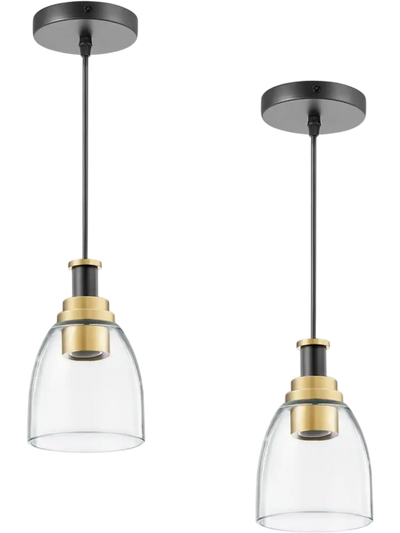 Vevor Pendant Light 2-Pack Clear Glass Shade Adjustable Height Black and Gold New