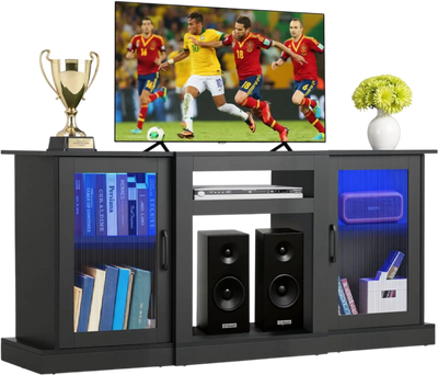 Vevor TV Stand Modern Entertainment Center with Glass Doors for TVs up to 65