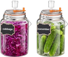 VEVOR 1 Gallon Glass Fermentation Jar, Wide Mouth Container Kit, 2-Pack, for Making Sauerkraut, Kimchi, Pickles and Vegetables, Glass Jars for Beginners with Airlocks, Latch Lids, and Silicone Rings