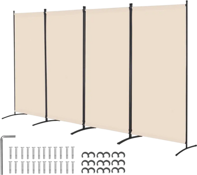 Vevor Room Divider 4-Panel Folding Privacy Screen Beige 136.4