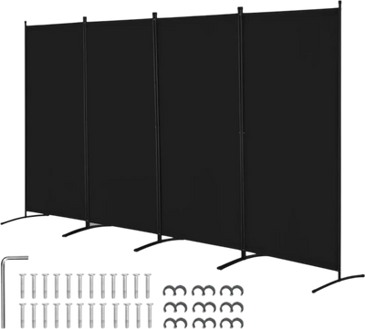 Vevor Room Divider 4-Panel Folding Privacy Screen Black New