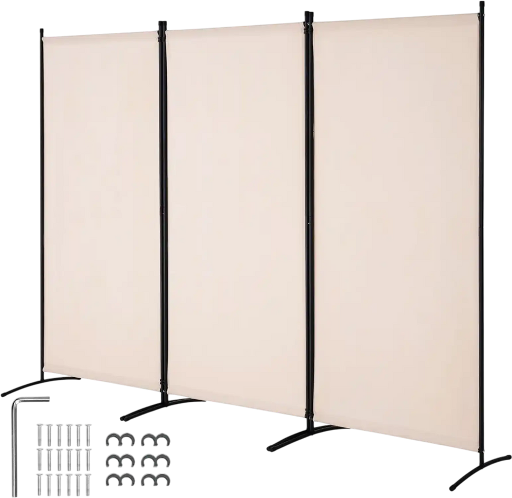 VEVOR Room Divider, 3 Panel Room Divider, Folding Privacy Screen and Portable Partition Divider for Room Separation, Freestanding Room Partitions for Office, Bedroom, Study, Beige