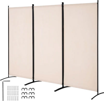 Vevor Room Divider 3-Panel Folding Privacy Screen Beige New