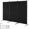 VEVOR Room Divider, 3 Panel Room Divider, Folding Privacy Screen and Portable Partition Divider for Room Separation, Freestanding Room Partitions for Office, Bedroom, Study, Black